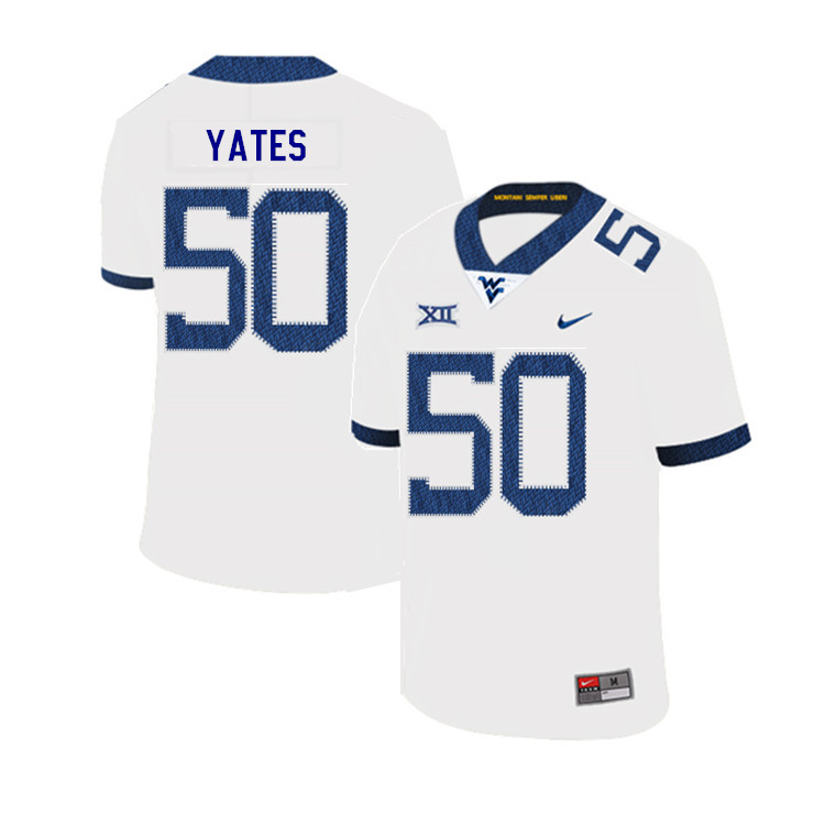NCAA Men's Brandon Yates West Virginia Mountaineers White #50 Nike Stitched Football College 2019 Authentic Jersey NY23N17KD